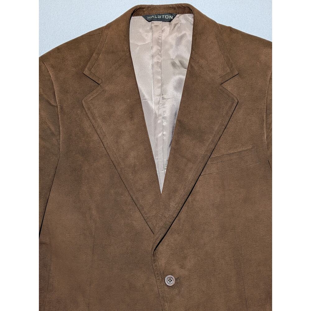 Vintage Halston Faux Suede Blazer – Neiman Marcus – Brown‎ – Men's M (Est.) - Picture 2 of 16